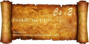 Csikány Edit névjegykártya